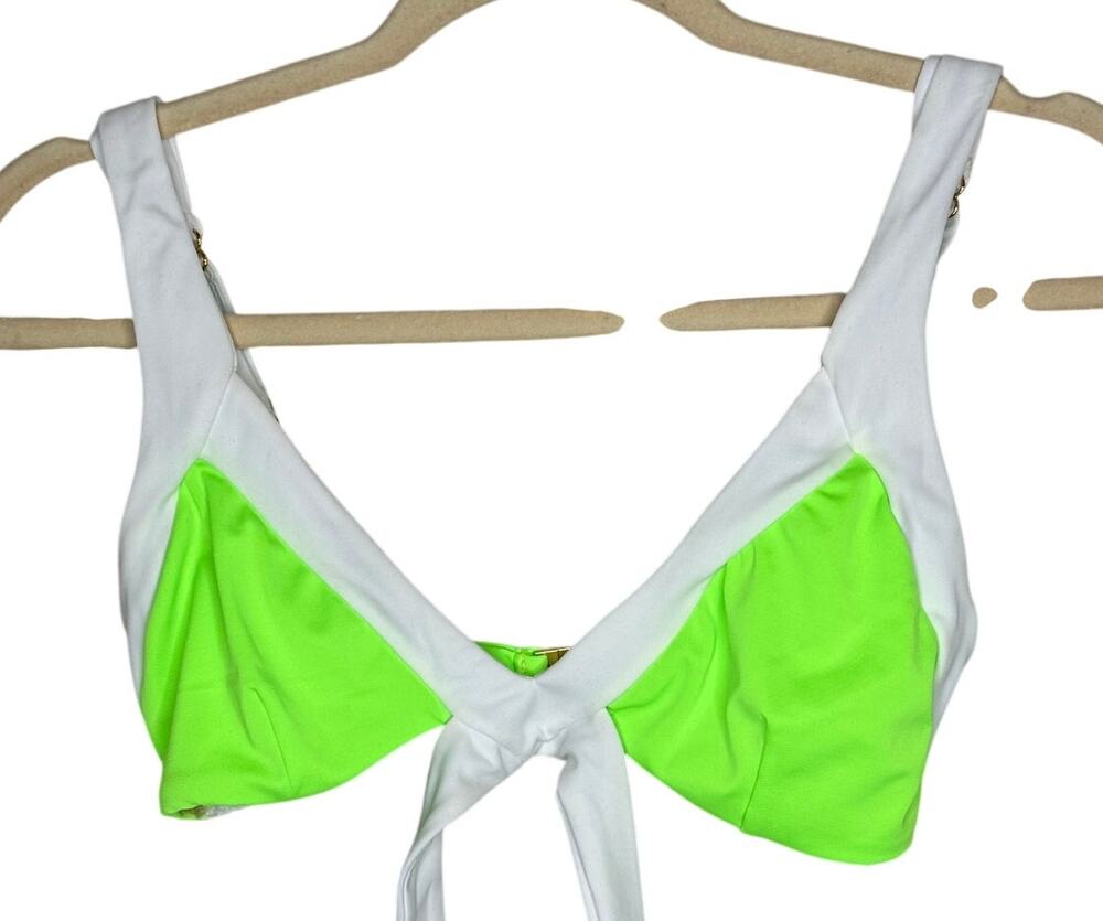Les Canebiers NWT Palmier Bikini Top L Green White Colorblock Saint Tropez New